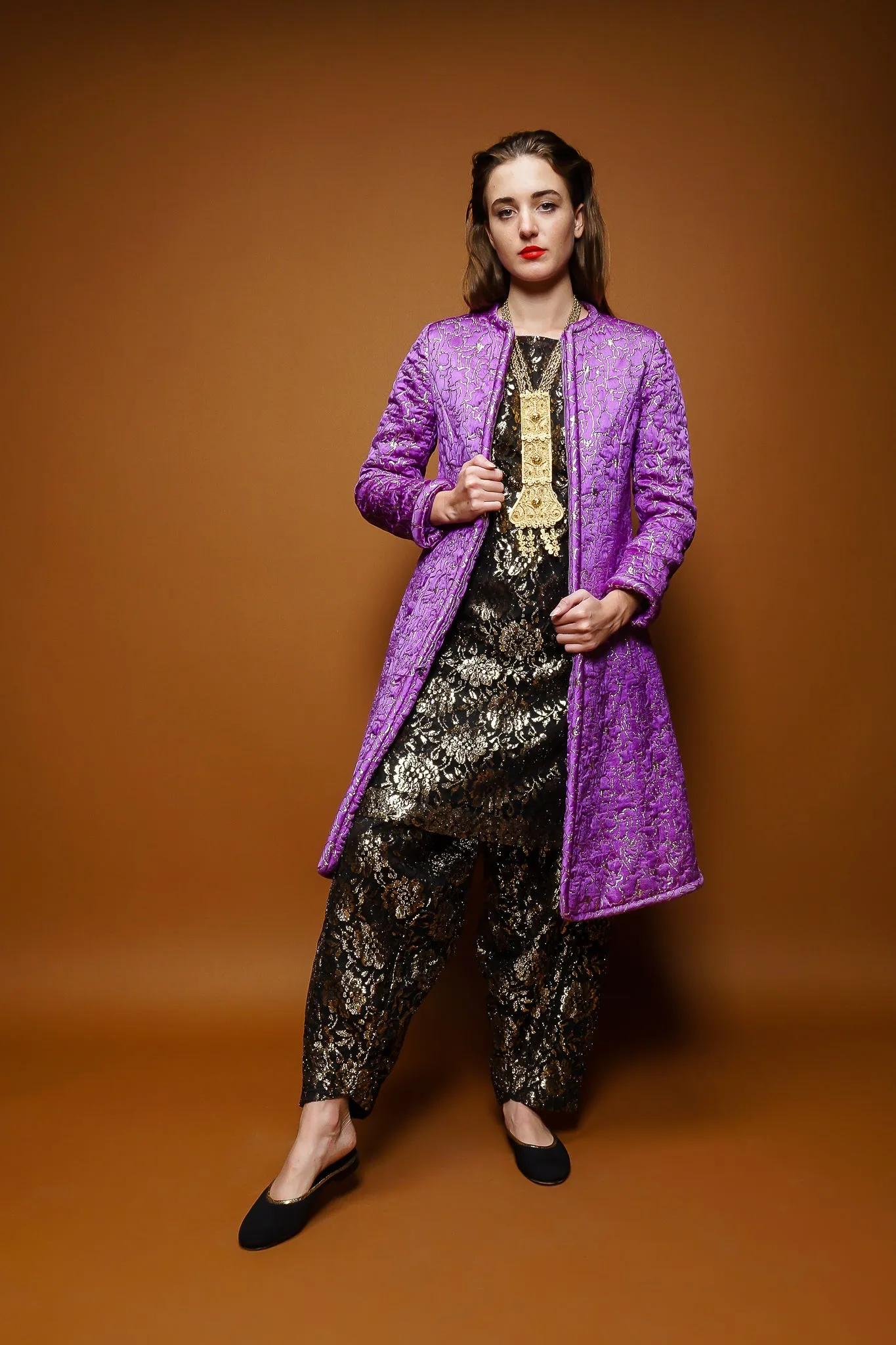 Metallic Lace Tunic & Pant Set