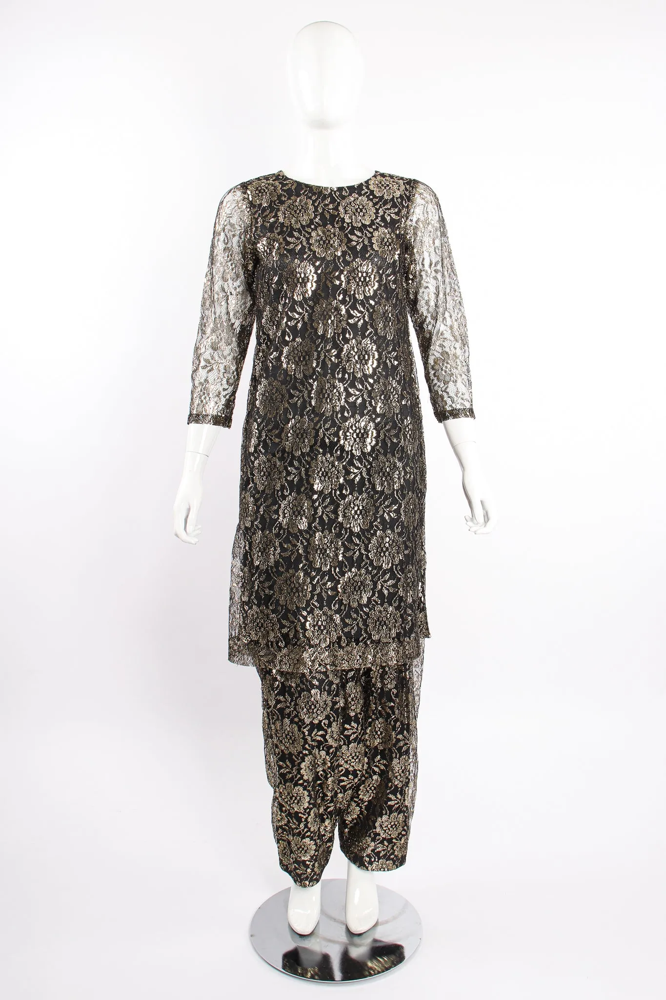 Metallic Lace Tunic & Pant Set