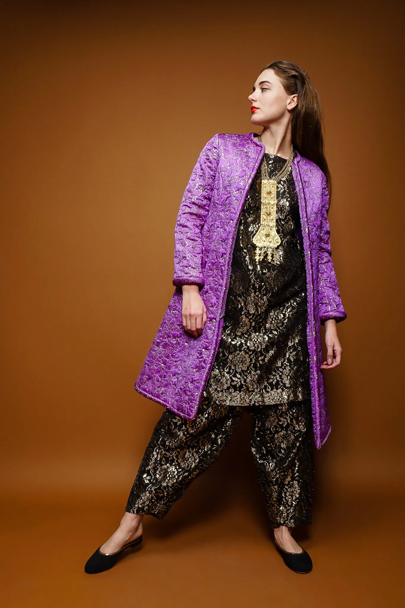 Metallic Lace Tunic & Pant Set