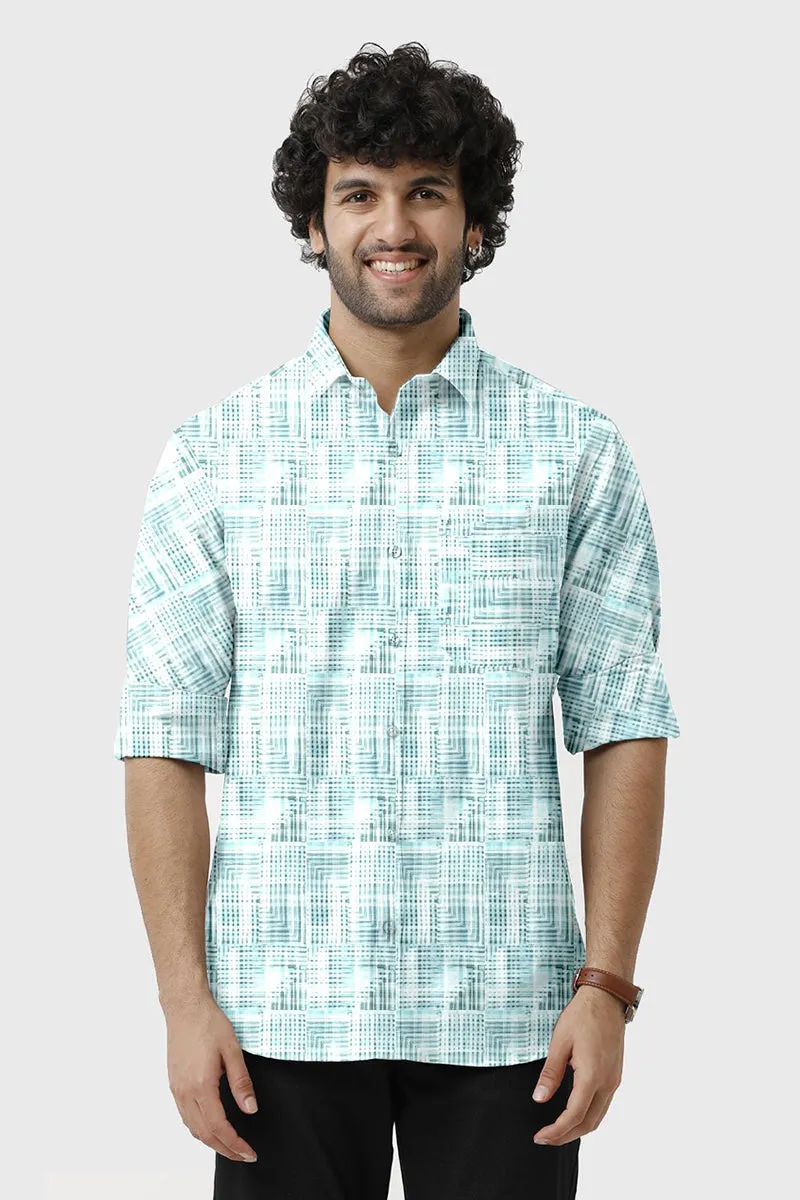 Miami - Blue Printed Casual Shirts for Men | Ariser