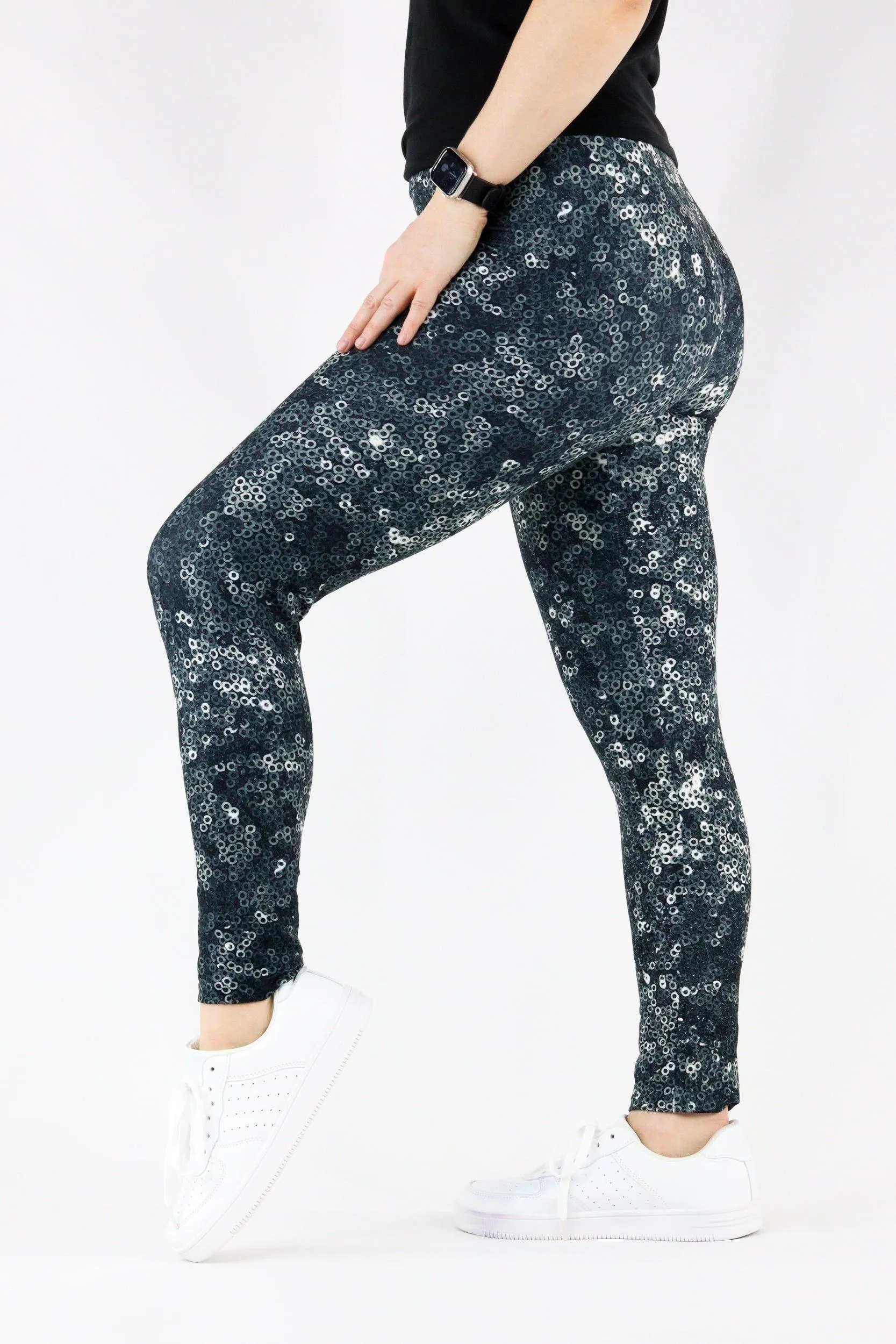 Midnight Sequins - Casual - Long Full Leggings