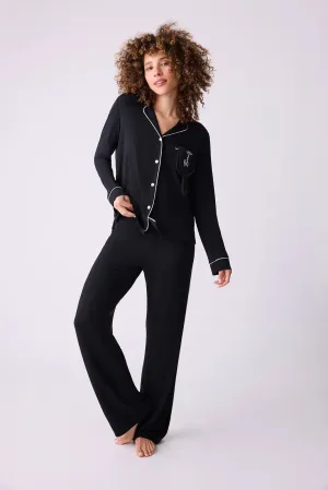 Modal Basics PJ Set With Eye Mask In Black - P.J. Salvage