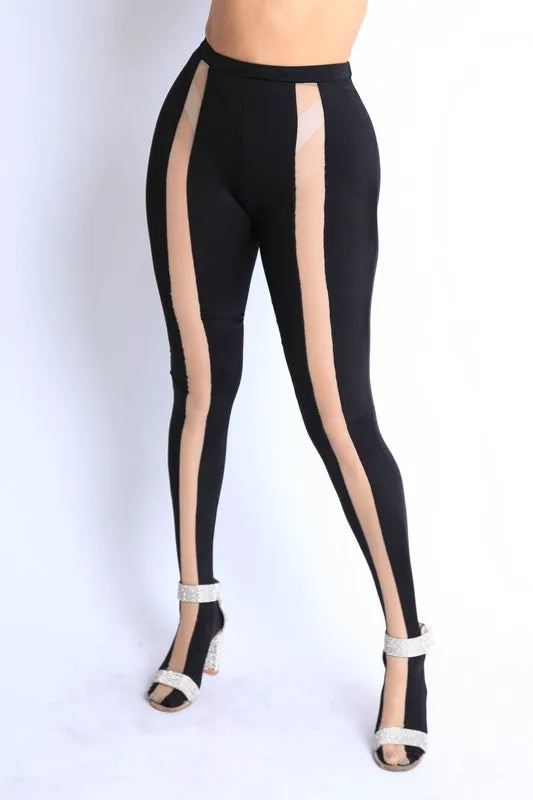 Movie Night Mesh Nude and Black Leggings