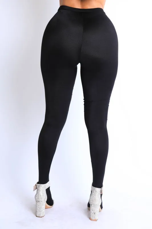 Movie Night Mesh Nude and Black Leggings