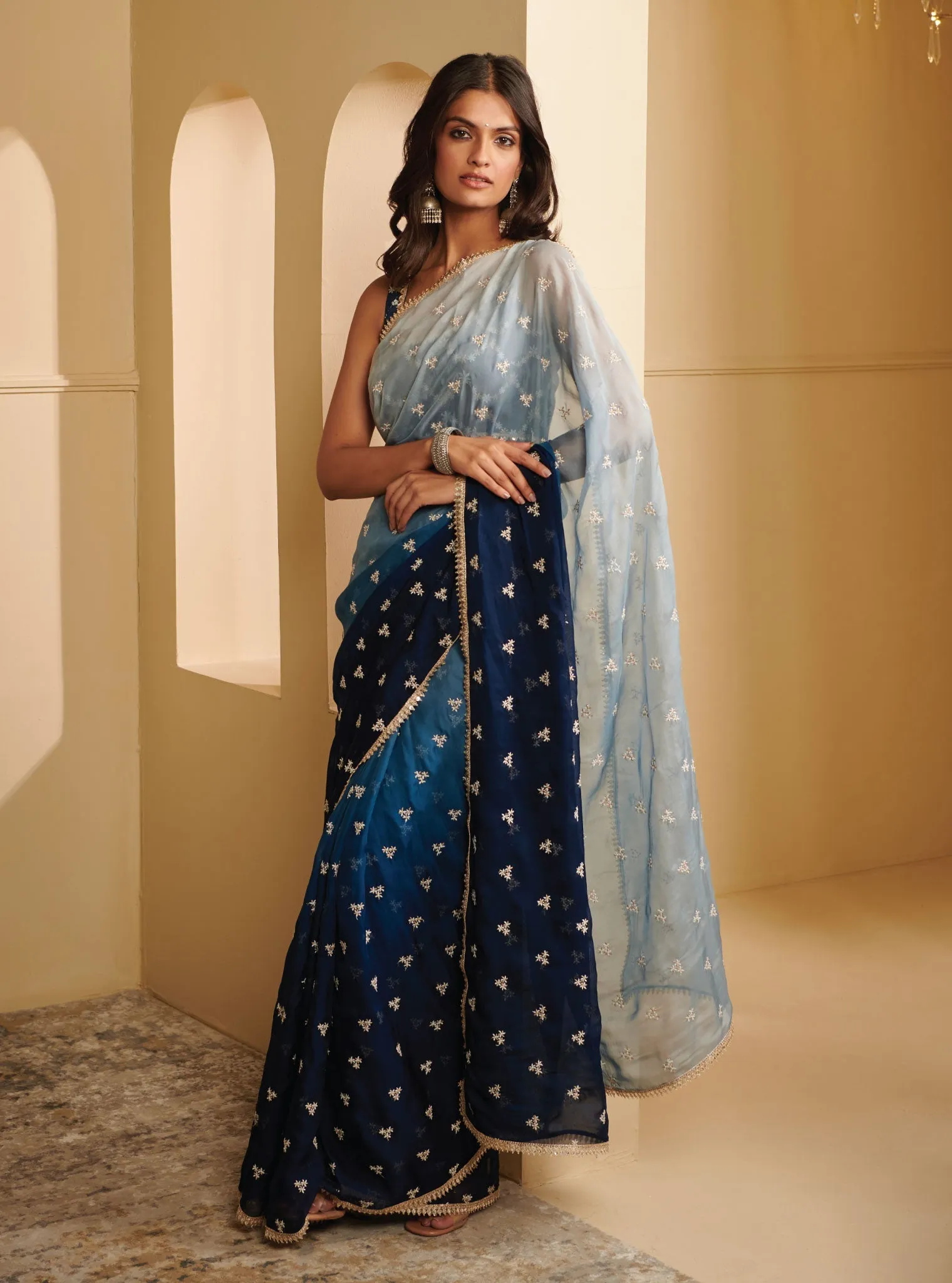 Mulmul Organza Aylin Peach Kurta With Mulmul Cotton Aylin Peach Dhoti Pant