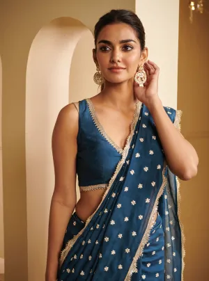 Mulmul Organza Aylin Peach Kurta With Mulmul Cotton Aylin Peach Dhoti Pant