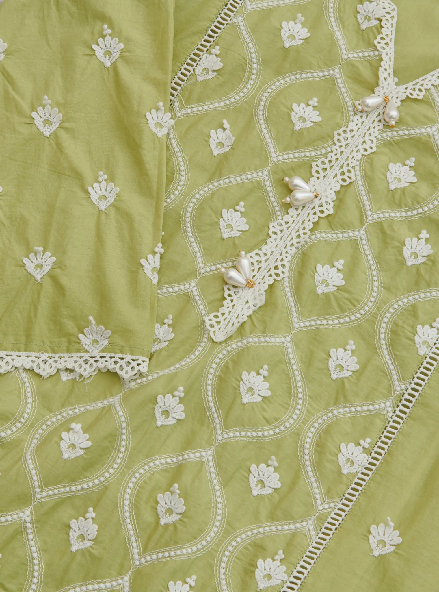 Mulmul Organza Rivona Lime kurta