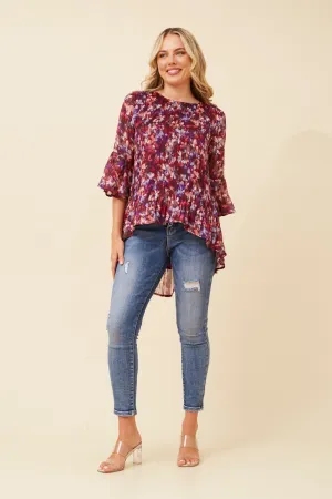 NANCY PLEATED HI-LOW TOP