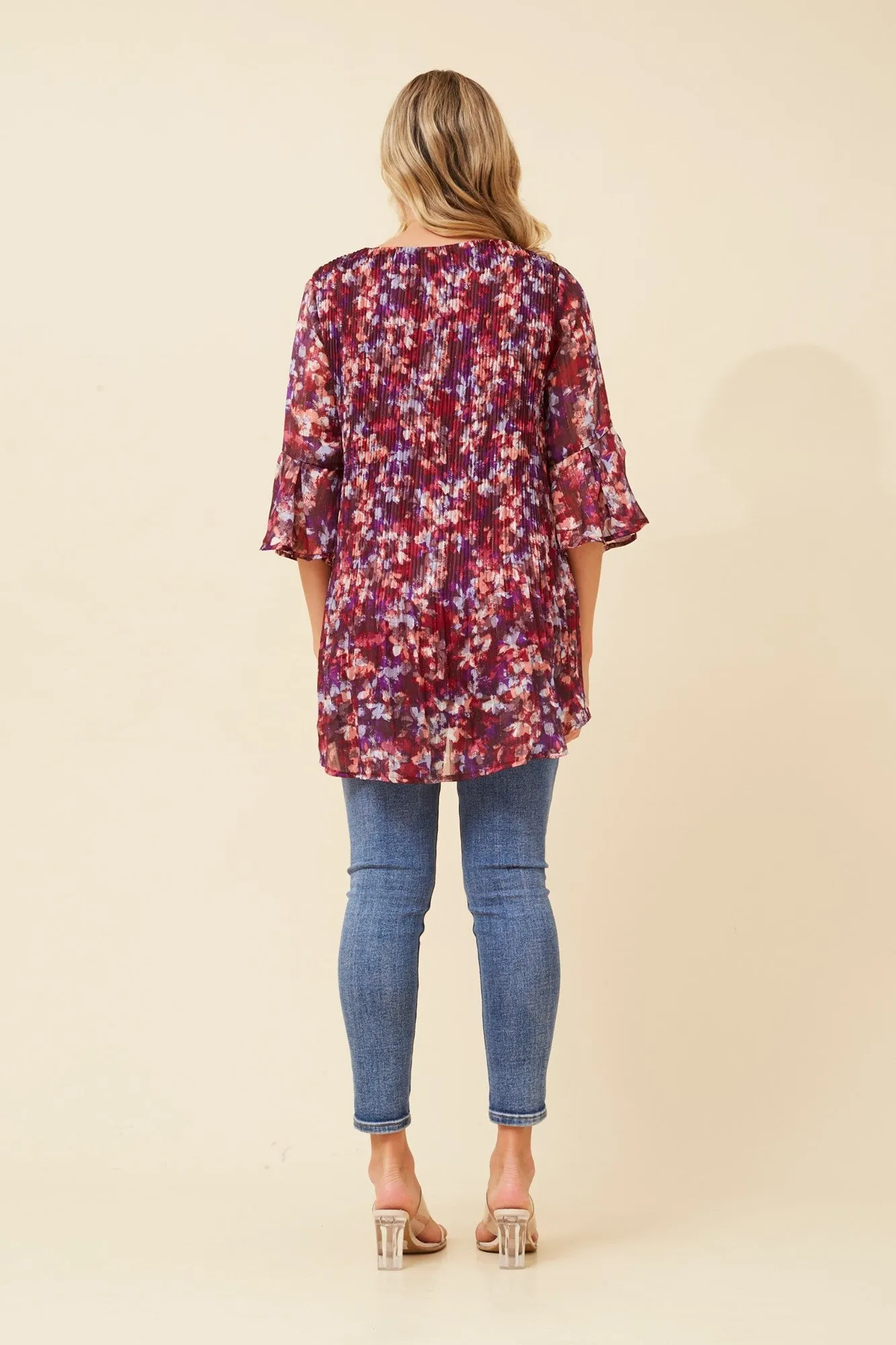 NANCY PLEATED HI-LOW TOP