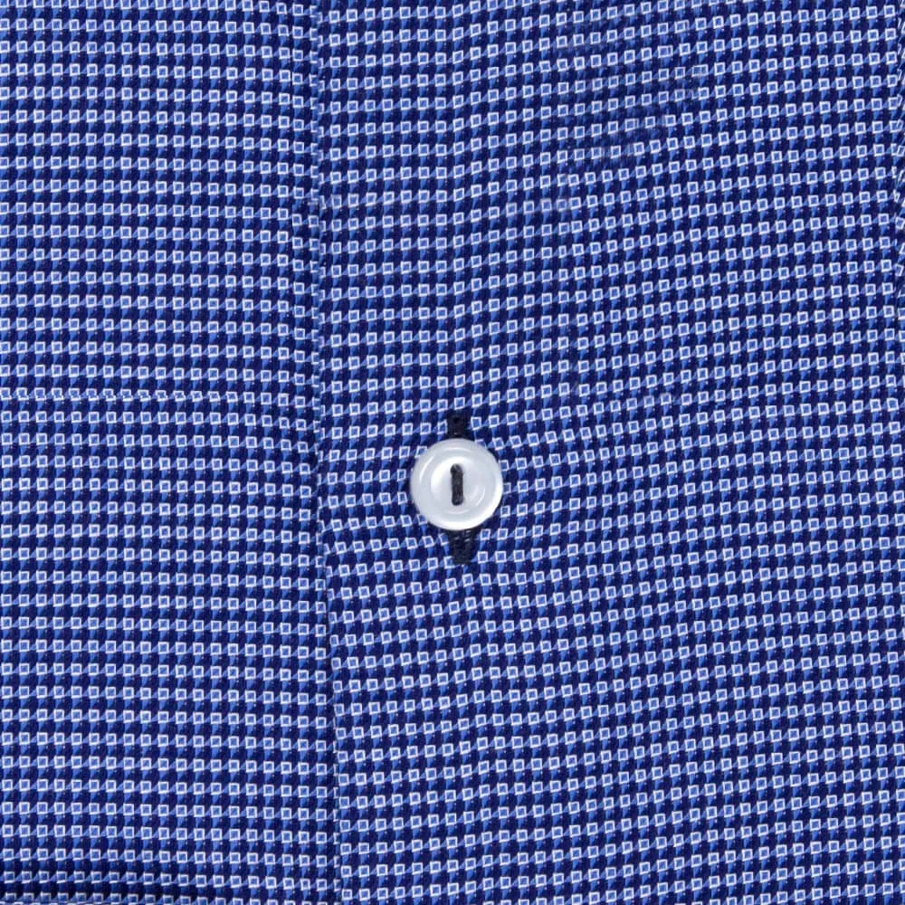 Navy Textured Patterned Dress Shirt | The Pebble