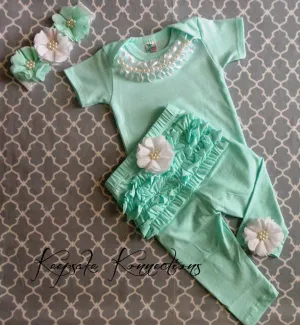 Newborn Take Home Mint Green Girls Outfit