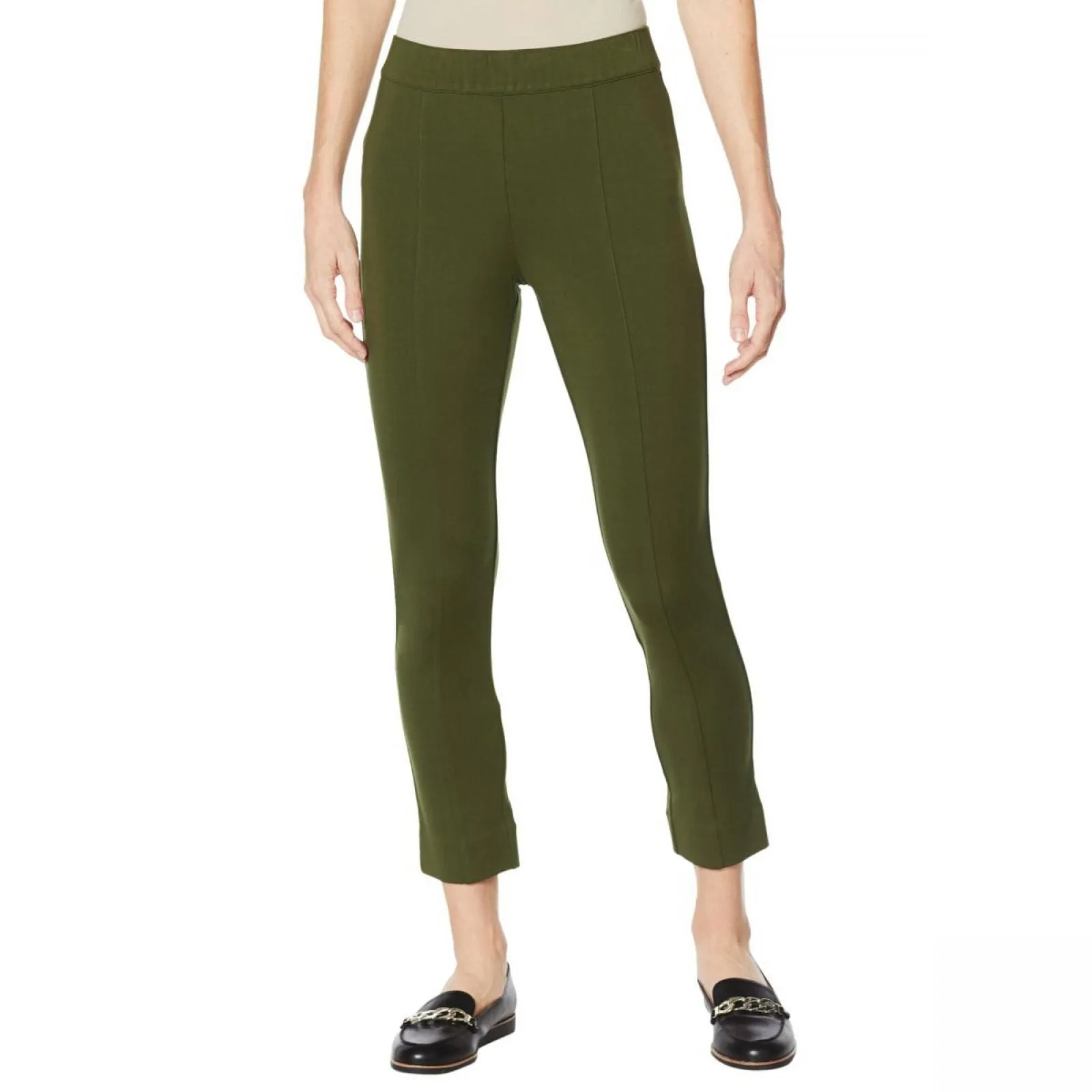 NWT Colleen Lopez Women's Power Mesh Panel Skinny Ponte Knit Pants. 729257