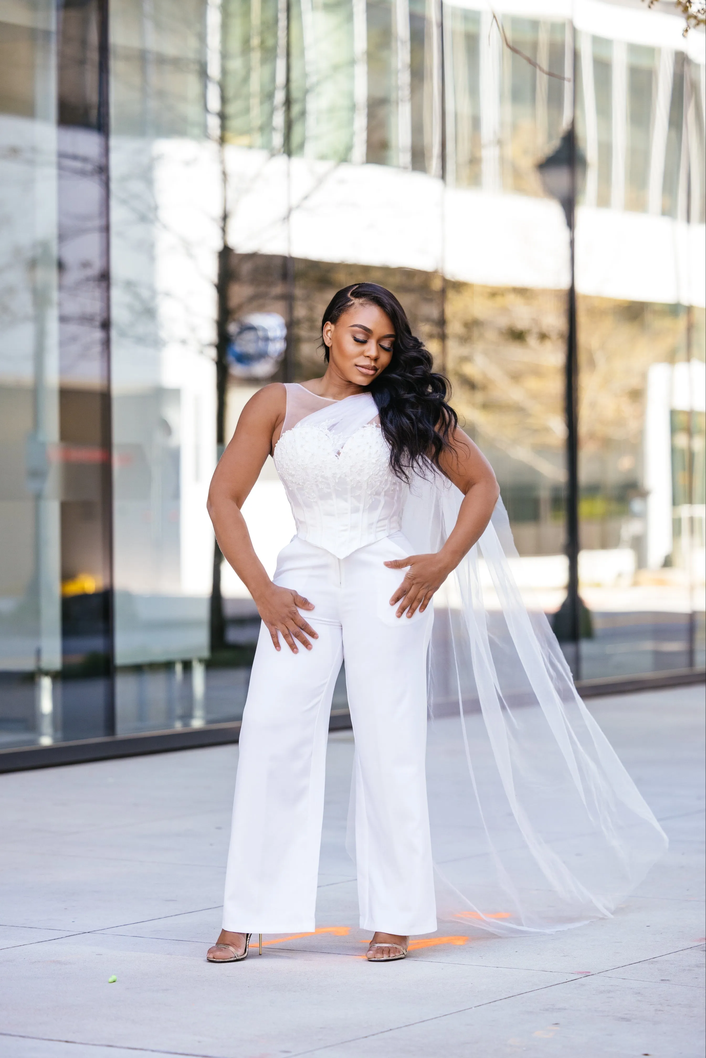 Oyemwen Business in front, Party in the back White Corset Pant Set