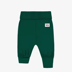 Pantalon évolutif des fêtes vert forêt en jersey extensible, bébé || Forest green holiday evolutive pants in stretch jersey, baby