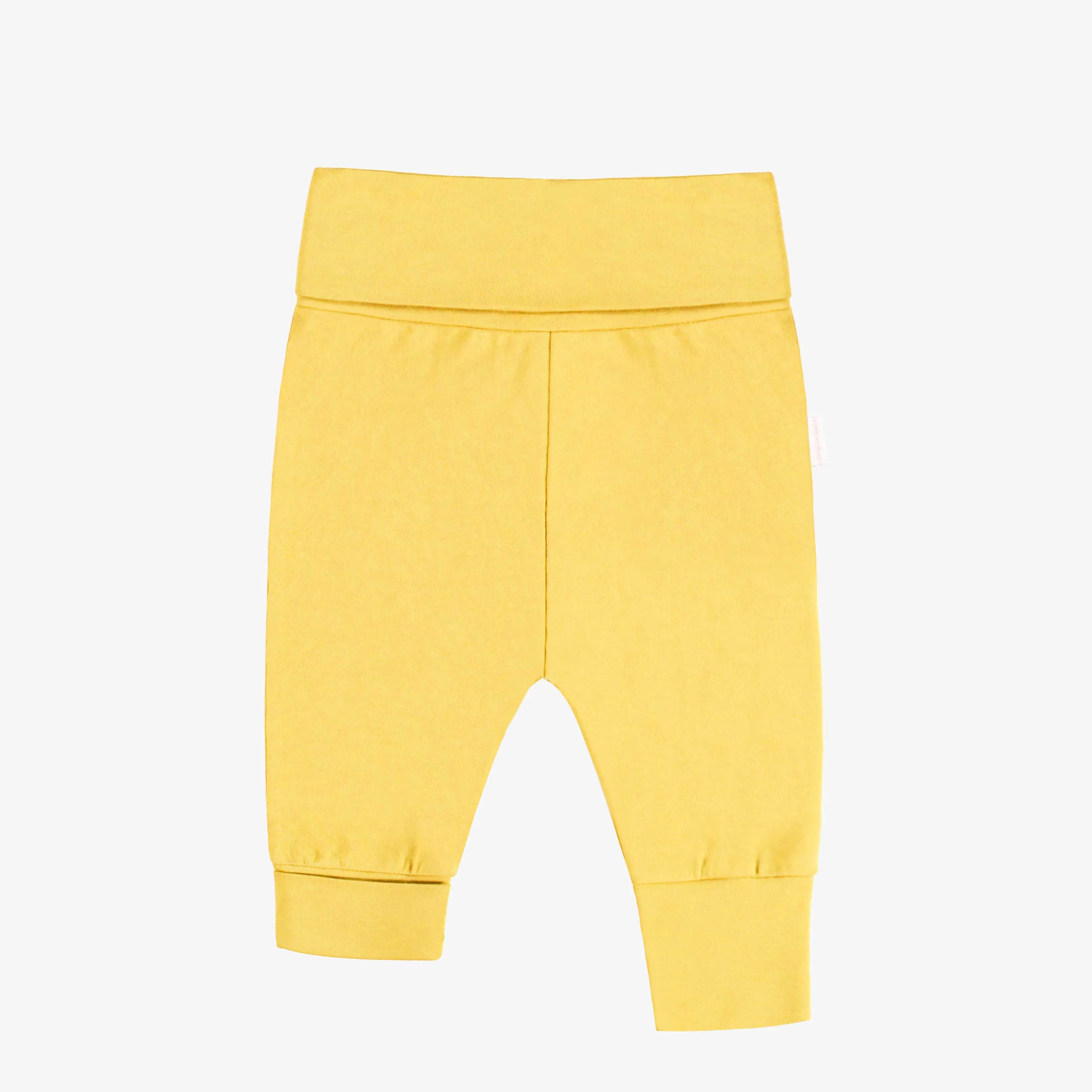 Pantalon évolutif jaune uni en jersey extensible, bébé || Plain yellow evolutive pants in stretch jersey, baby