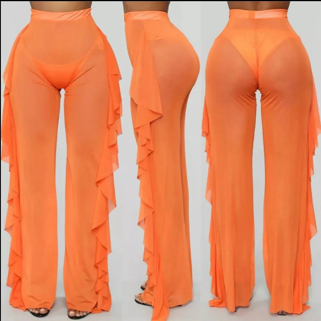 Pants de Playa Transparente en Mesh Engomado