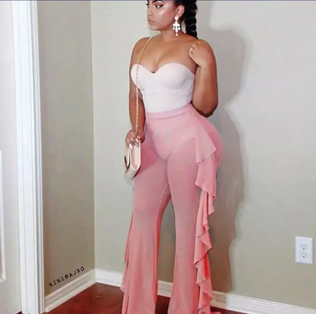 Pants de Playa Transparente en Mesh Engomado