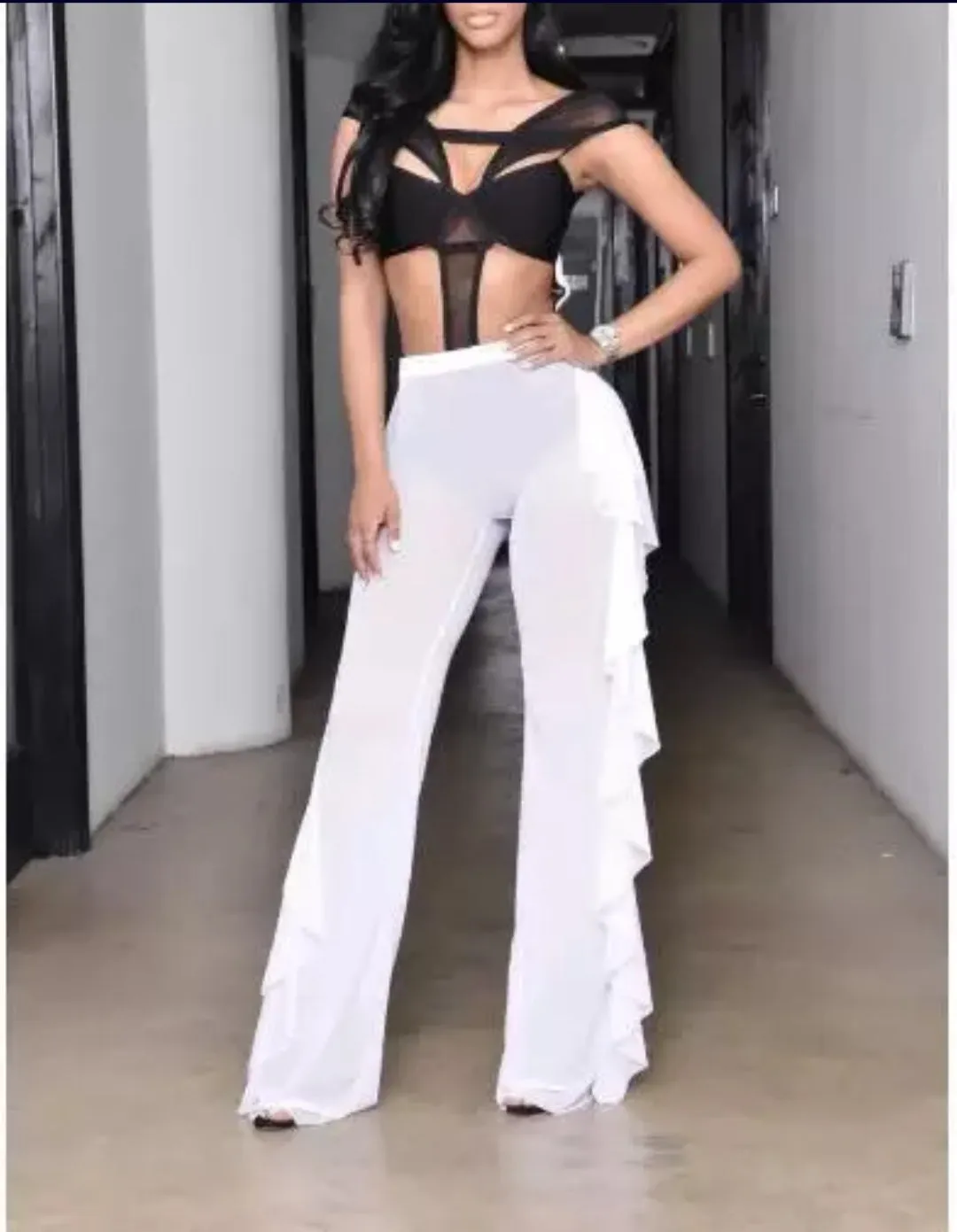 Pants de Playa Transparente en Mesh Engomado