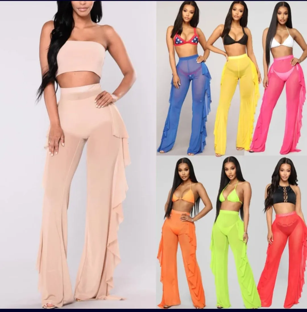Pants de Playa Transparente en Mesh Engomado