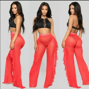 Pants de Playa Transparente en Mesh Engomado