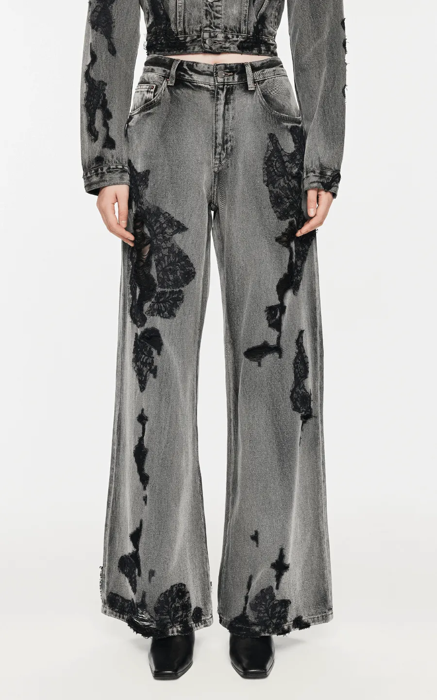 Pants / JNBY Distressed Wide-Leg Washed Jeans