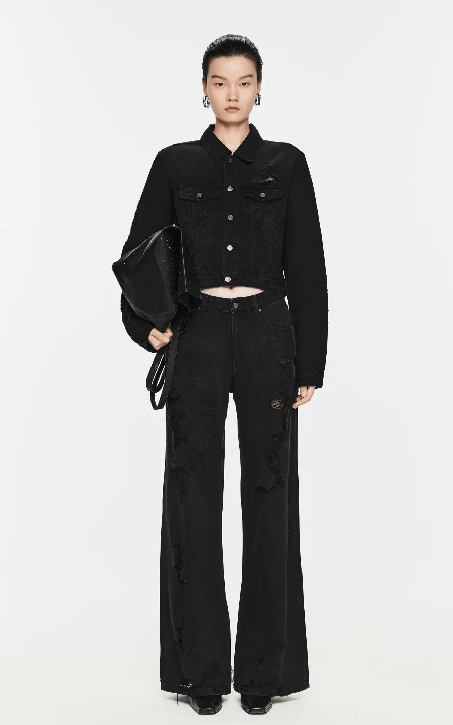 Pants / JNBY Distressed Wide-Leg Washed Jeans
