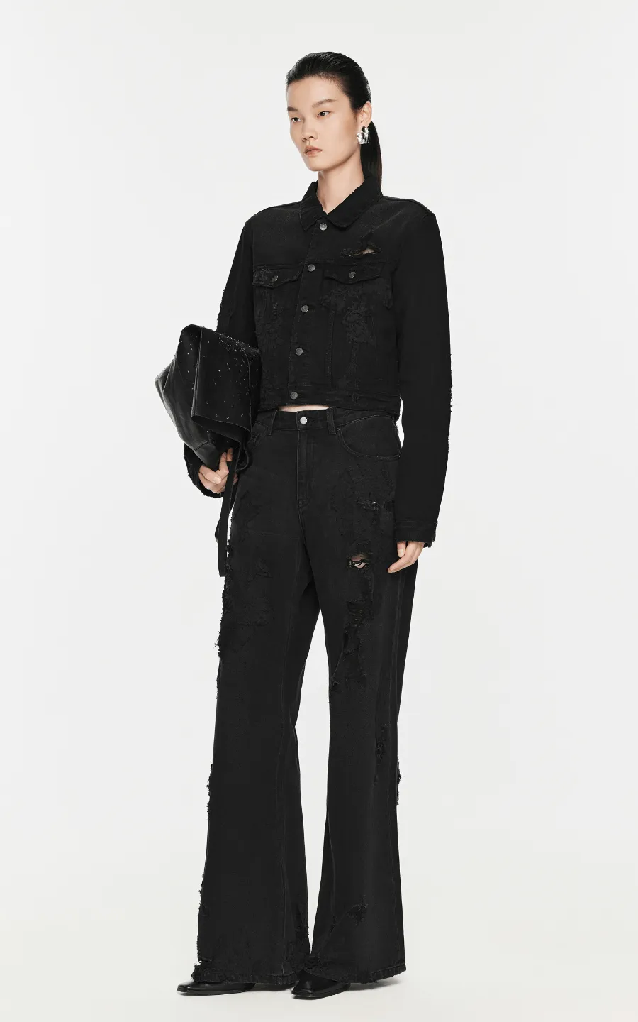 Pants / JNBY Distressed Wide-Leg Washed Jeans