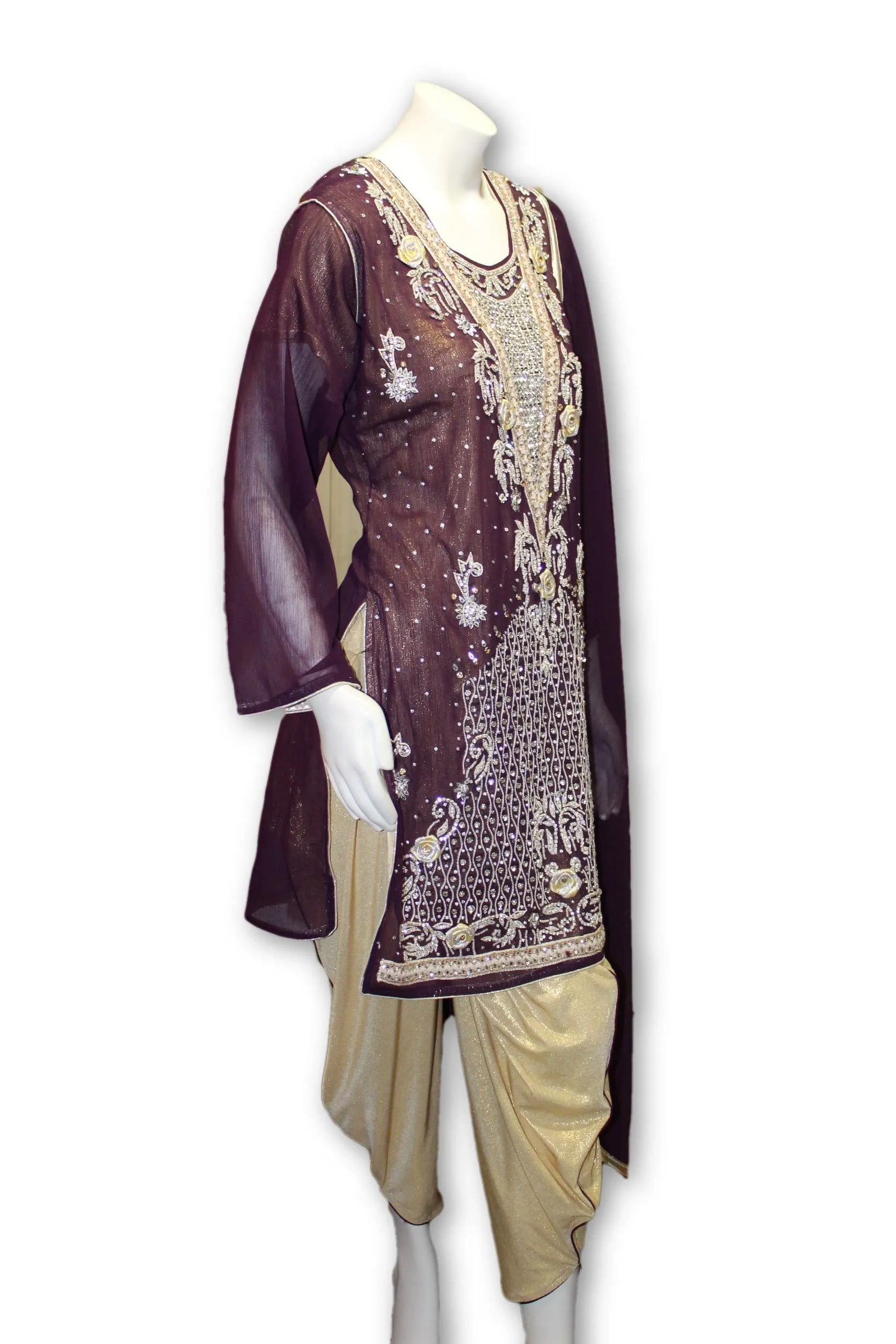 Party Wear Chiffon Dress With Tulip Pants Pakistani Indian Style