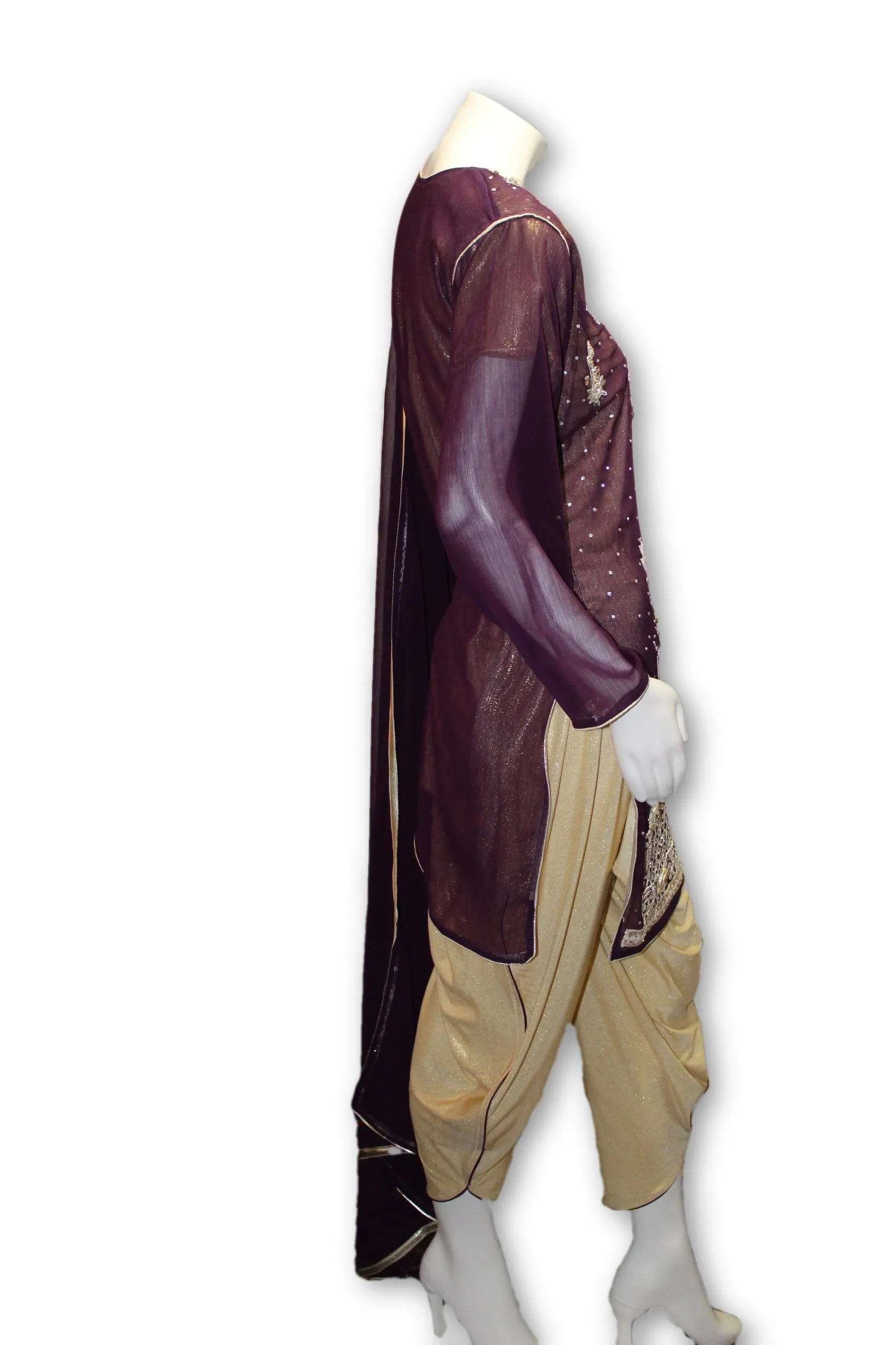 Party Wear Chiffon Dress With Tulip Pants Pakistani Indian Style