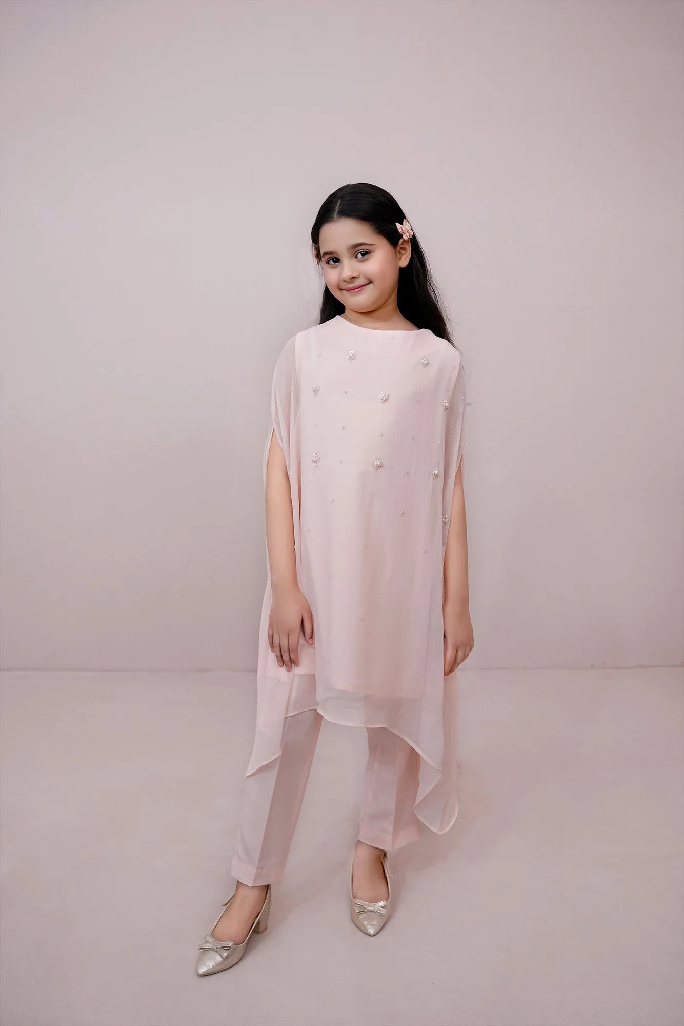 Pink Embroidered Chiffon