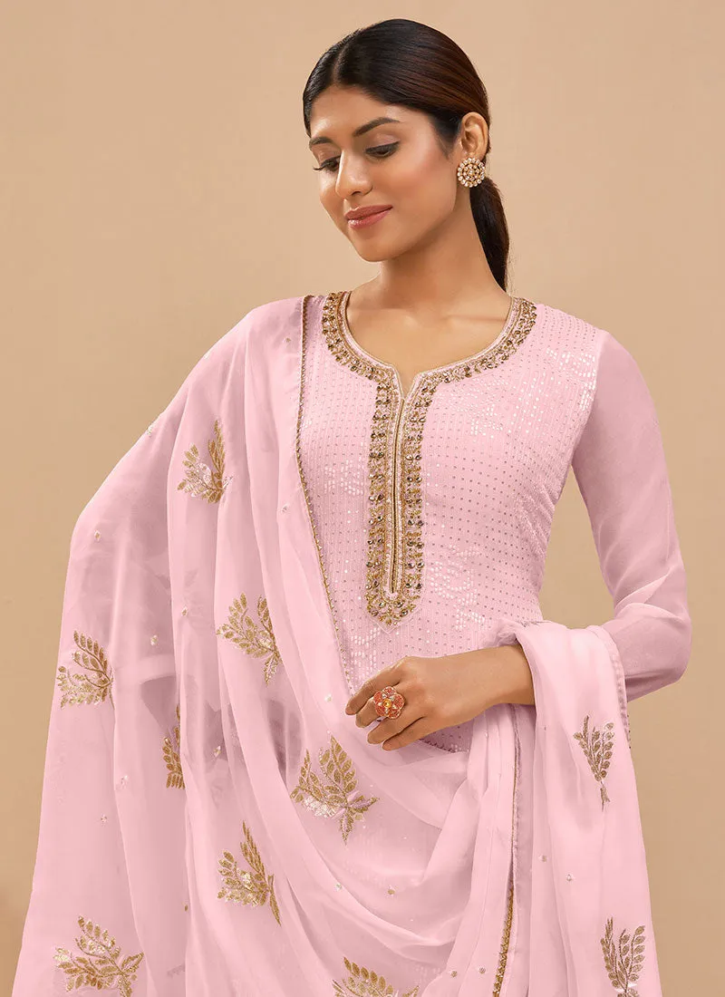 Pink Multi Embroidered Pakistani Pant Style Suit