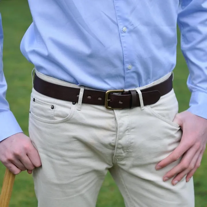 Pioneros Mens Plain brown belt