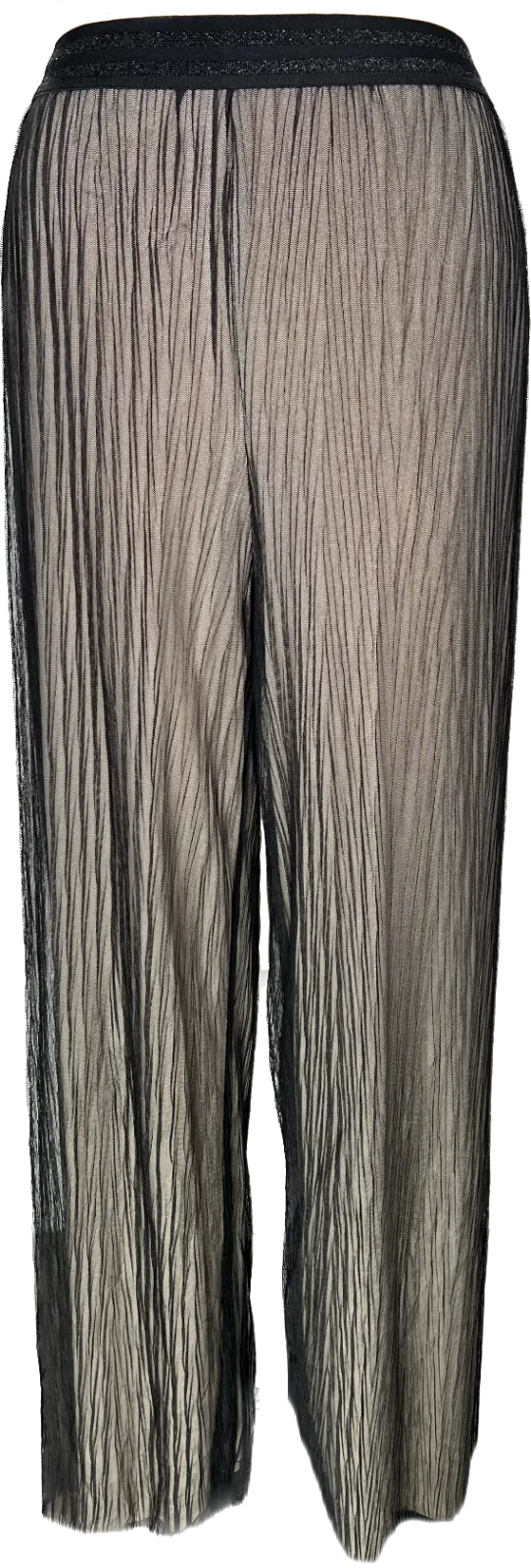 Pleated Black Mesh Lined Pants