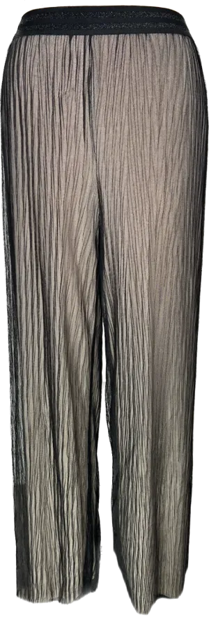 Pleated Black Mesh Lined Pants