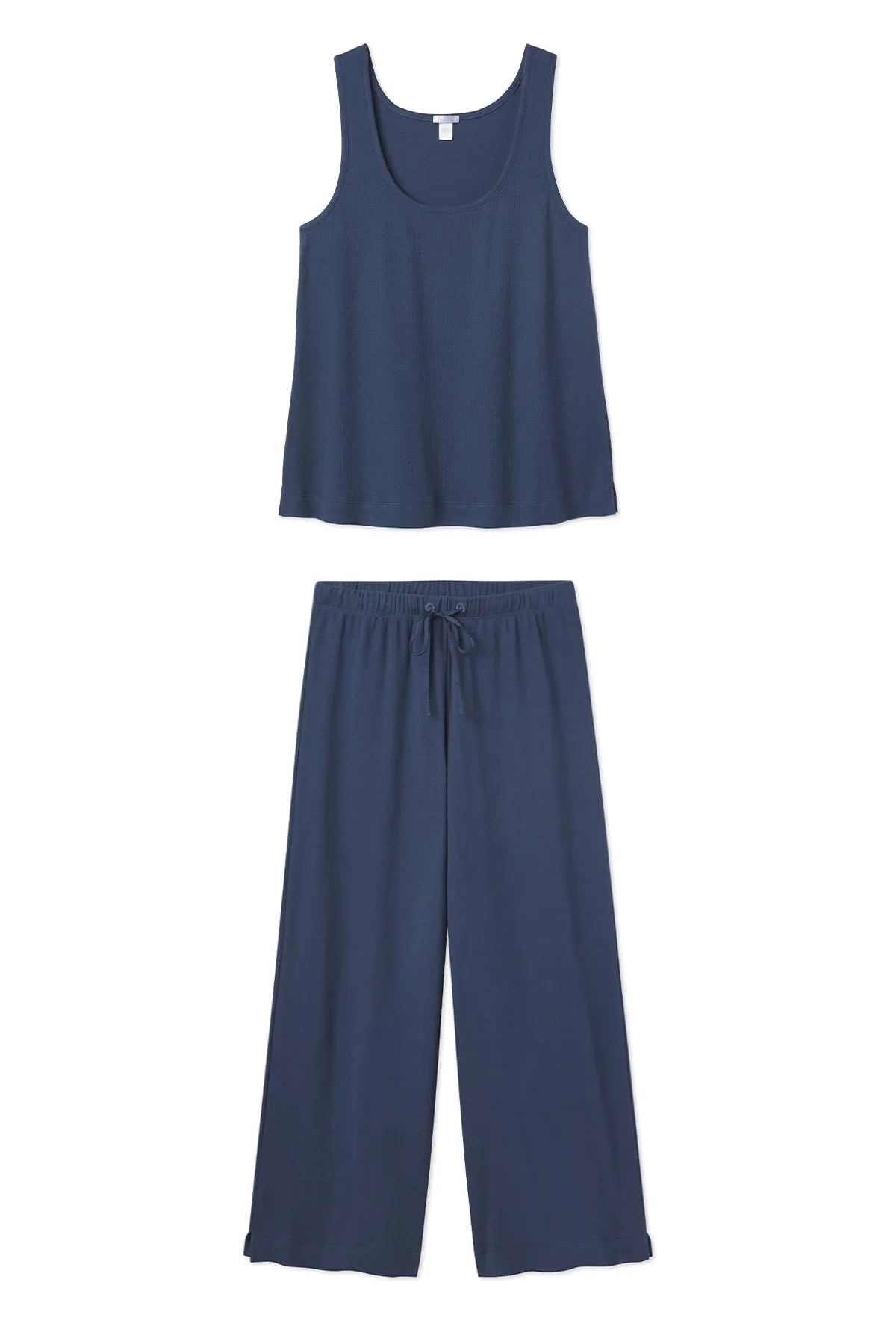 Pointelle Pajama Pants Set in Navy