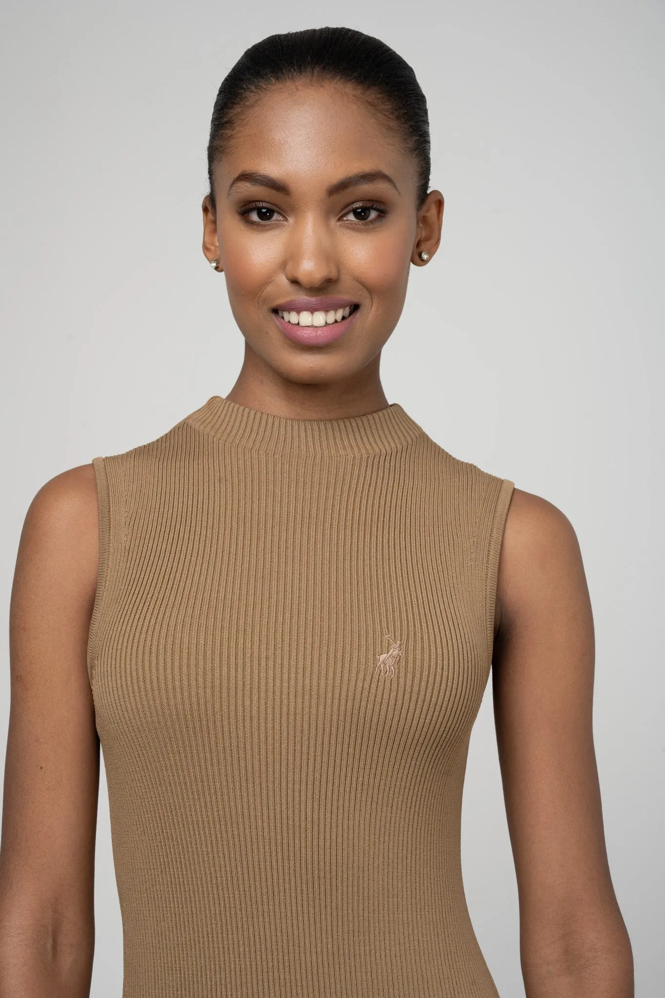 Polo Women Dafne Mock Neck Dress Camel