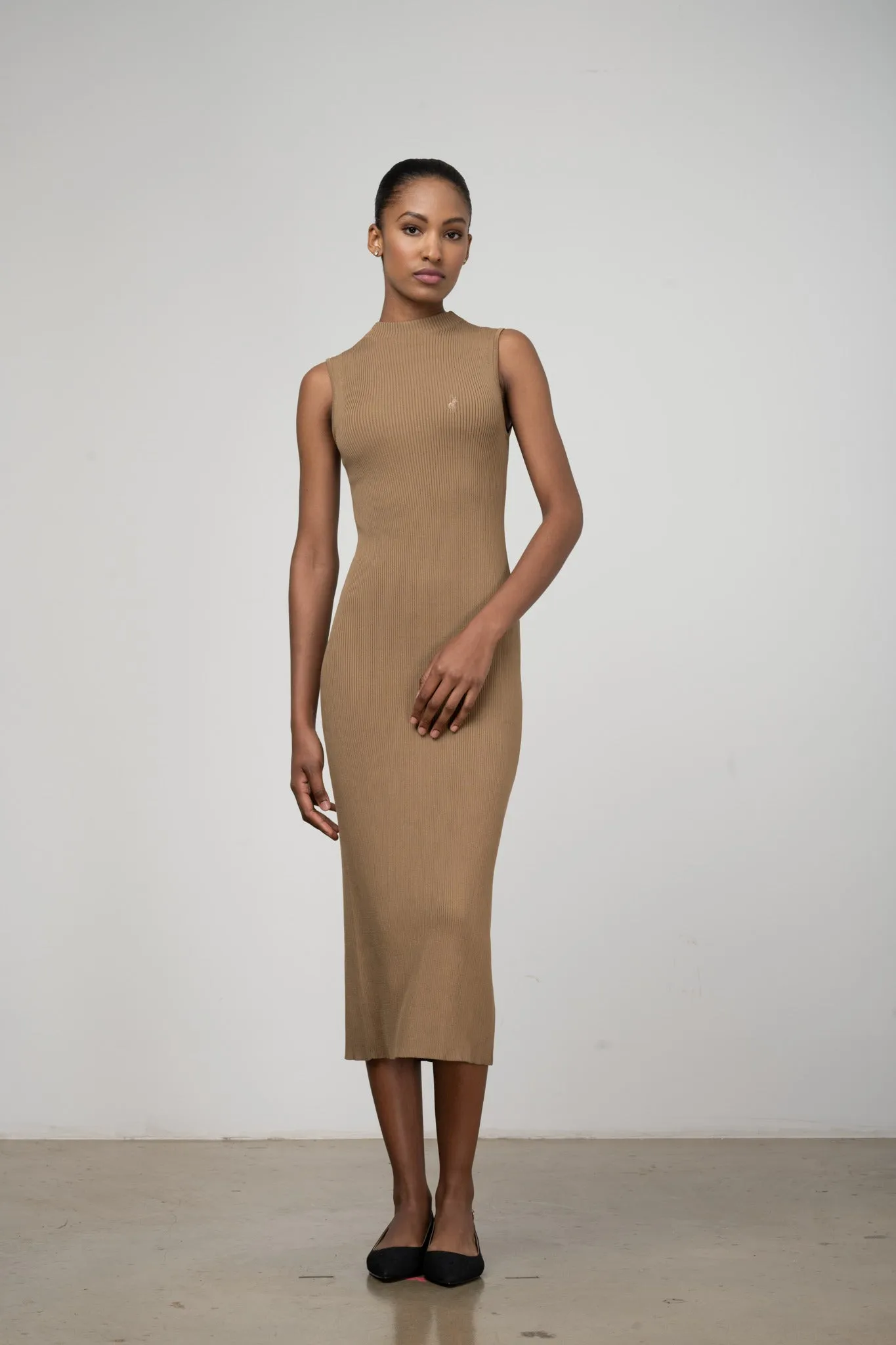 Polo Women Dafne Mock Neck Dress Camel