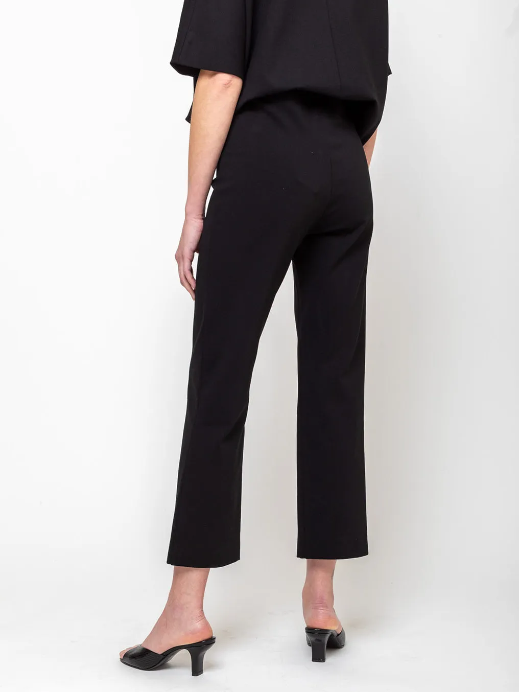 Ponti Knit Cropped Pants - Jet Black