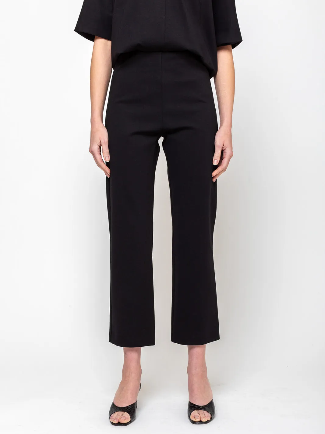 Ponti Knit Cropped Pants - Jet Black