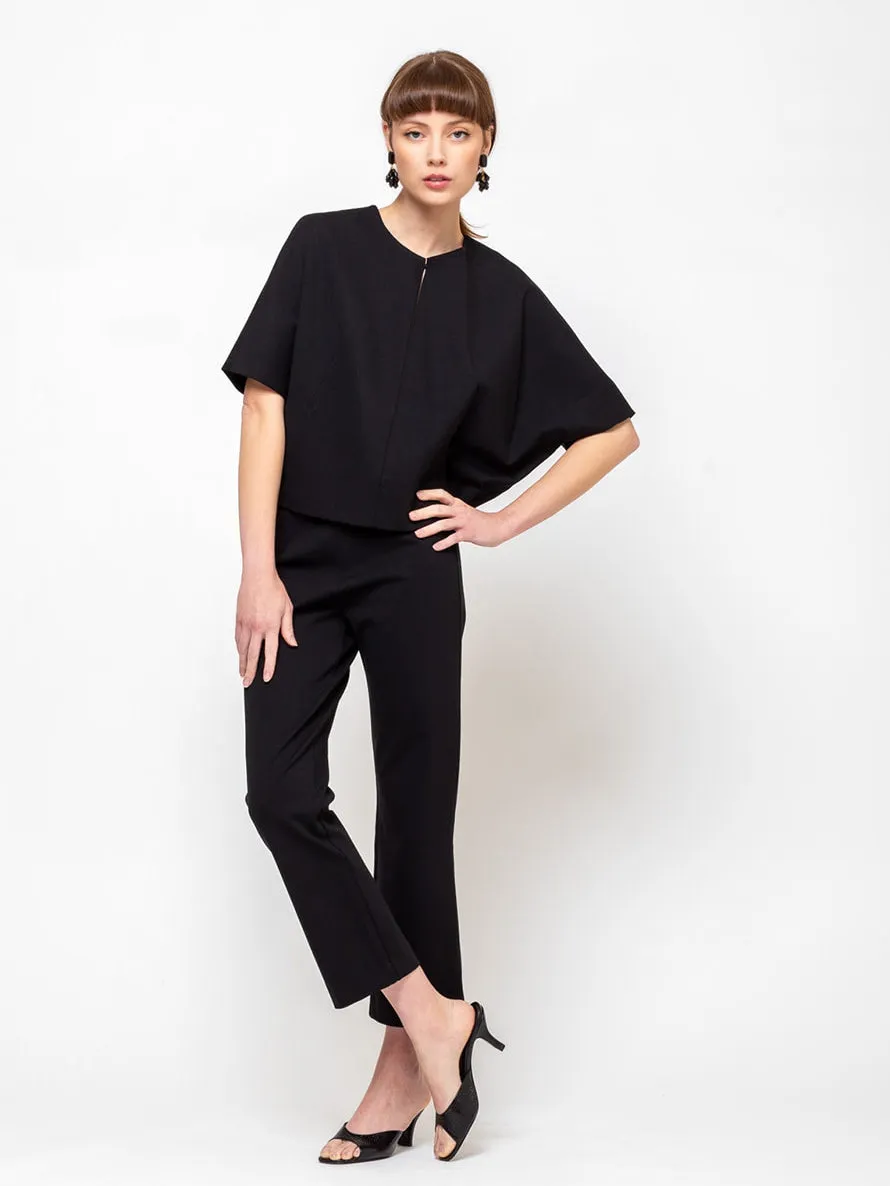 Ponti Knit Cropped Pants - Jet Black