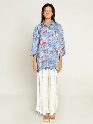 Ponzo Shirt & White Pants Co-ord Set