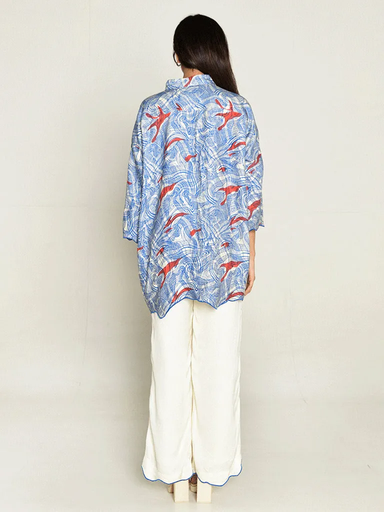Ponzo Shirt & White Pants Co-ord Set