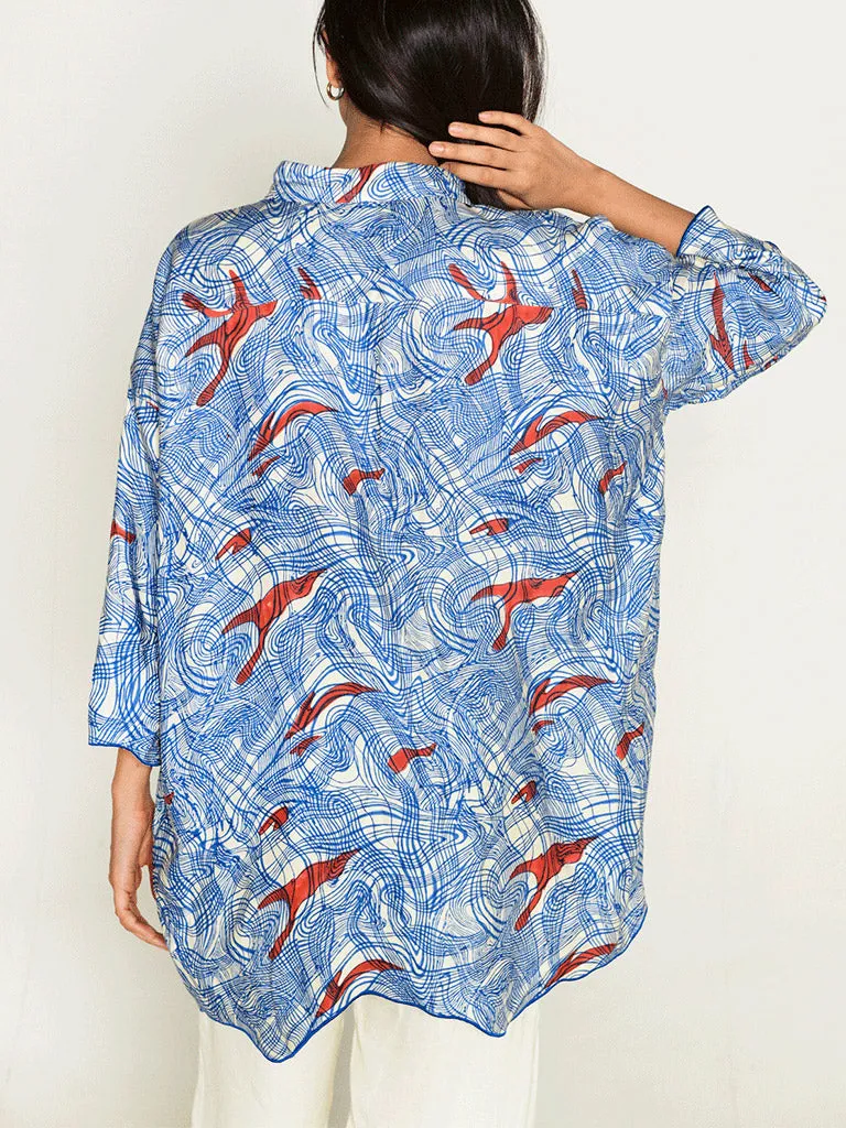 Ponzo Shirt & White Pants Co-ord Set