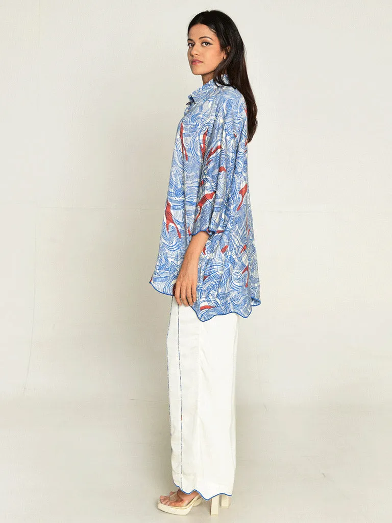 Ponzo Shirt & White Pants Co-ord Set