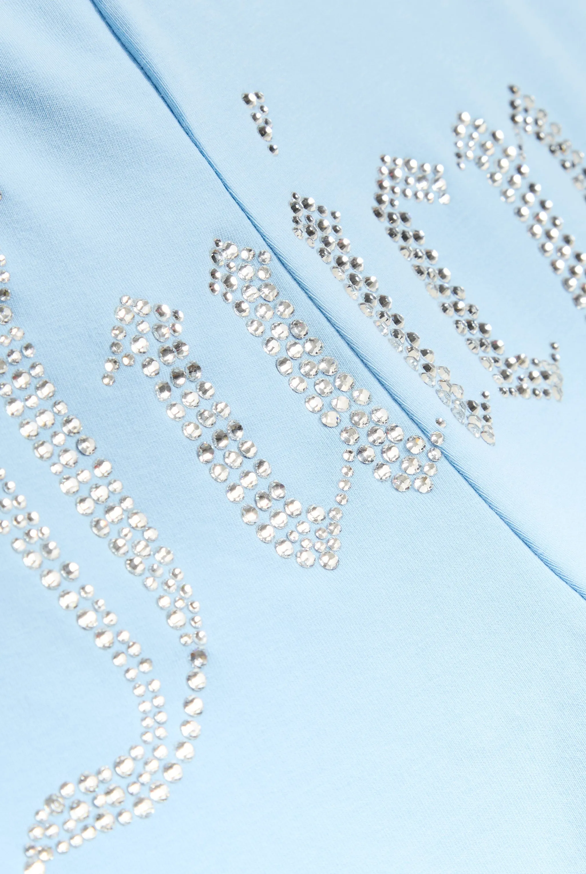 POWDER BLUE LOW RISE LUXURY JERSEY DIAMANTÉ TRACK PANT