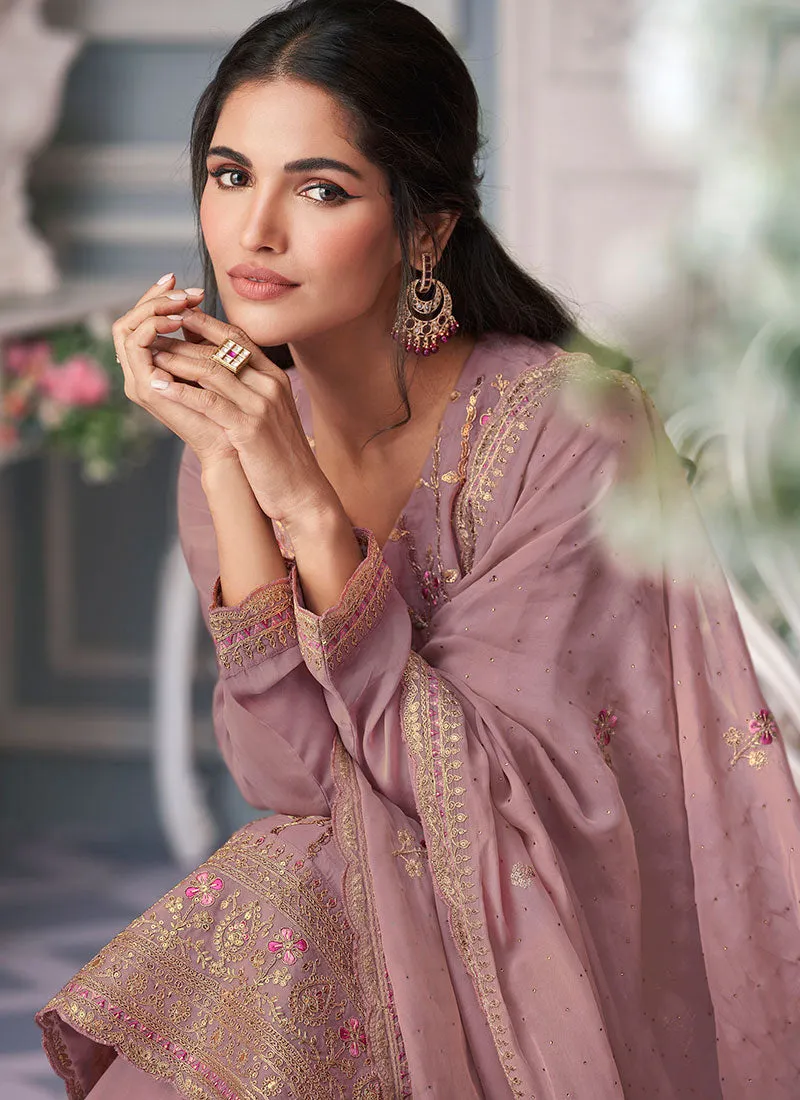 Purple Embroidery Salwar Kameez Suit