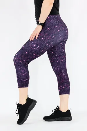 Purple Mandala - Casual Capri Leggings