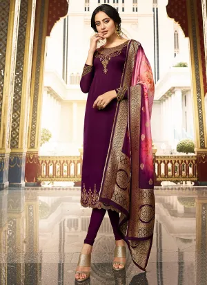 Purple Overall Pakistani Pant Suit