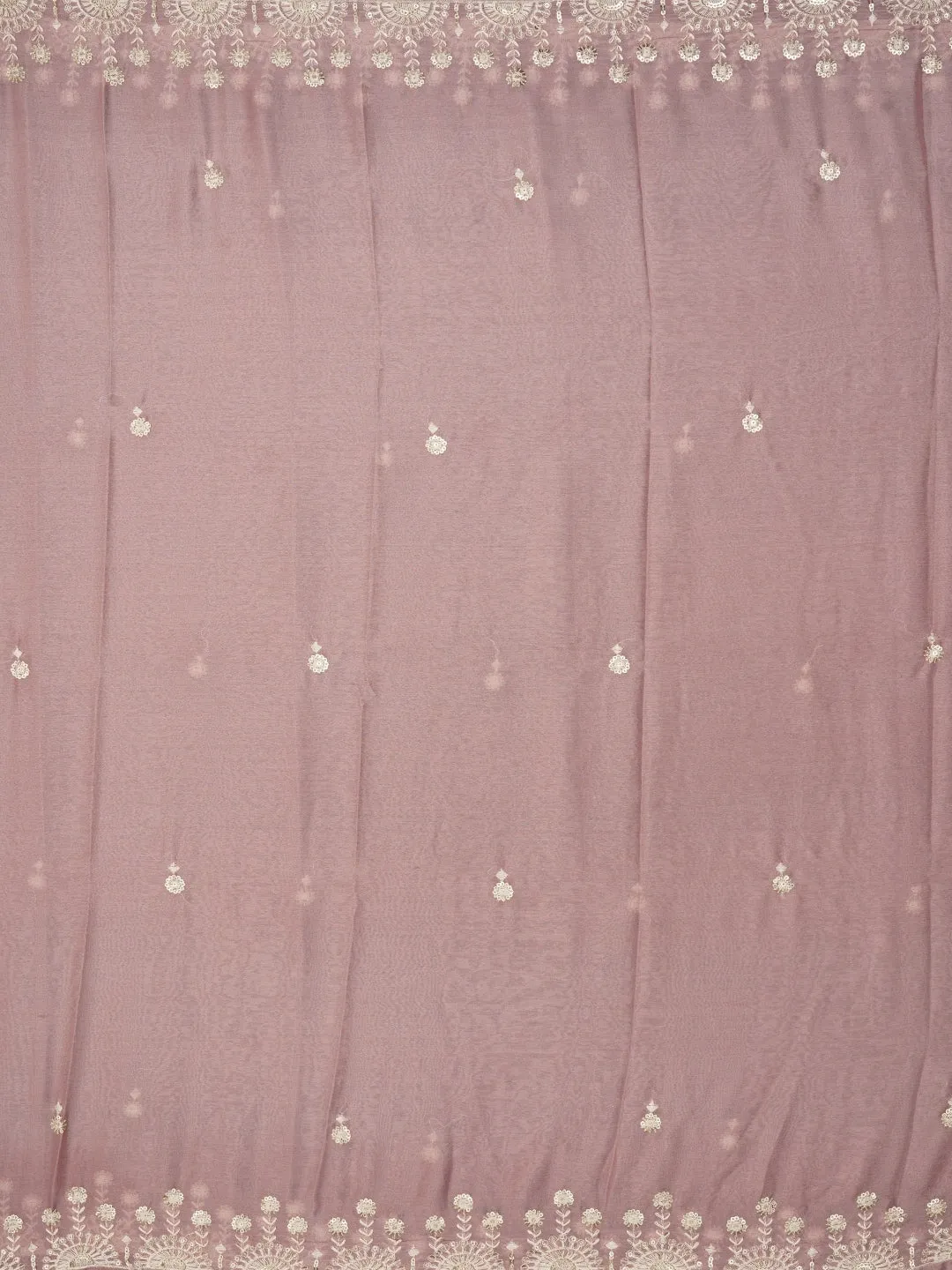 Purple Sequin Embellished Organza Dress Material with Dupatta