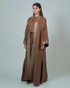 RAM25 BROWN LINEN ABAYA SET